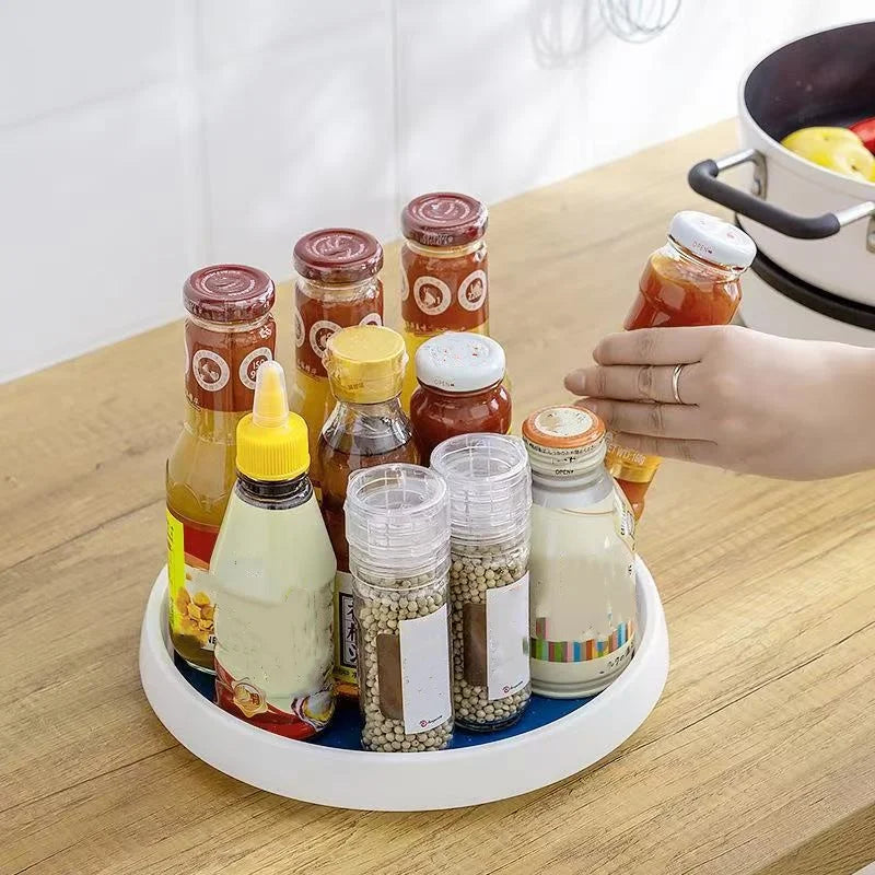 1Pc/Kitchen Seasoning Storage Rack Double-Layer Rotating Storage Rack Countertop Multi-Functional Condiment Storage Rack